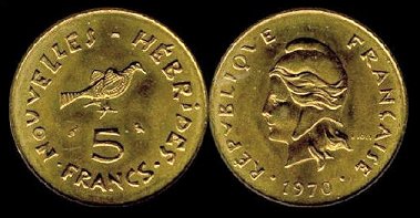 5 francs 1970 Nouvelles hébrides