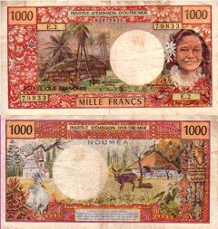 billet 1000 francs 1969 Nouvelle Calédonie Nouméa institut d'émission d'outre mer