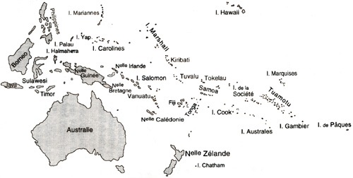 carte des pays de l'océanie
