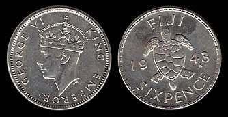 6 pence 1943 Fiji