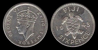 6 pence 1943 Fiji