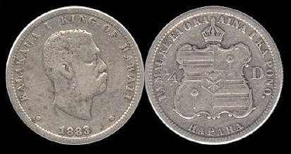 1/4 dollar 1883 hawai