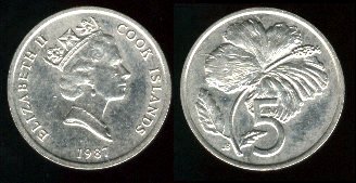 5 cents 1987 cook island