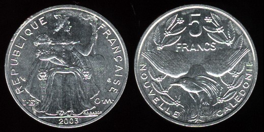 5 francs 2003 nouvelle calédonie