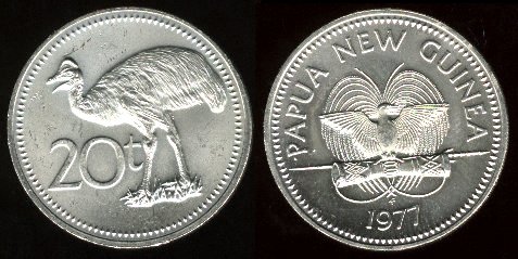 20 toea 1977 Nouvelle Guinée
