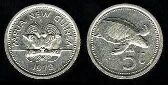 5 toea 1978 Nouvelle Guinée
