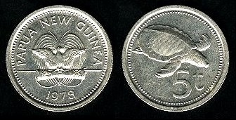 5 toea 1978 nouvelle guinée