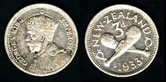 3 Pence 1933 Nouvelle Zélande