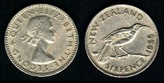 6 Pence 1955 Nouvelle Zélande