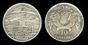 pièce 10 piastres 1929 Liban