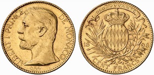 100 francs or 1896 Monaco Albert 1er