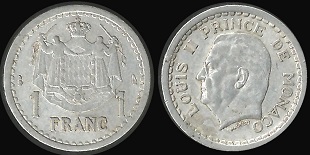 1 franc 1943 Monaco sans date