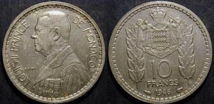 pièce de 10 francs 1946 Louis II Monaco