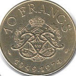 10 francs 1974 Monaco 25ème anniversaire de règne 1949-1974