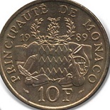 10 francs 1989 Monaco fondation prince pierre