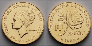 10 francs 1982 grace de monaco