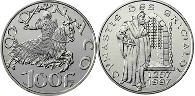 100 francs 1997 dynastie des Grimaldi Monaco