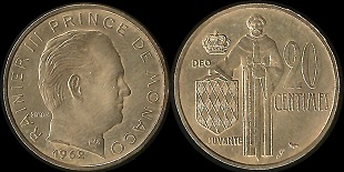 20 centimes 1962 Monaco