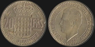 Pièce 20 francs 1950 Monaco