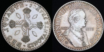 50 francs 1975 argent Monaco Rainier III