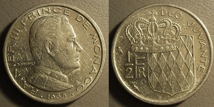 demi-franc 1965 Monaco Rainier III