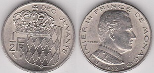 demi-franc 1982 Monaco Rainier III