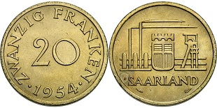 20 franken saarland 1954